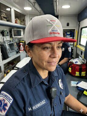 First Responders 4 Line Arrows Hat. 6 panel, flat bill, snap back in gray & red